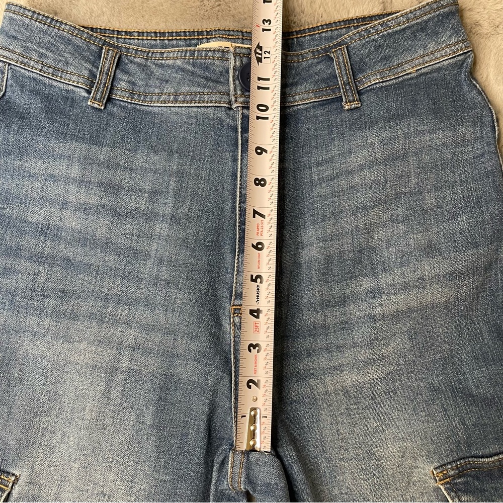 OAT New York High-Rise Cargo Wide Leg Jeans Utility Denim 10/30 Blue Casual - Picture 6 of 12